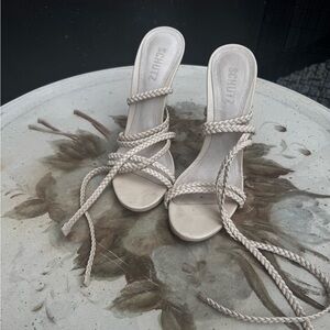 SCHUTZ Women's Braided Heels - Cream